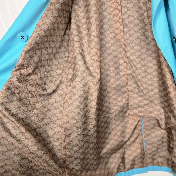 Women's Michael Kors Trench Coat Raincoat Turquoise Medium - Picture 12 of 16
